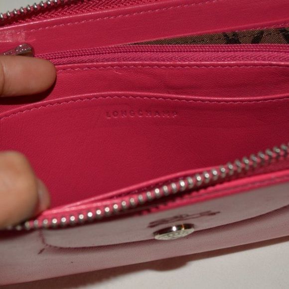 Longchamp Pink Leather Zip Around Wallet – Classic Organizer - Picture 12 of 16